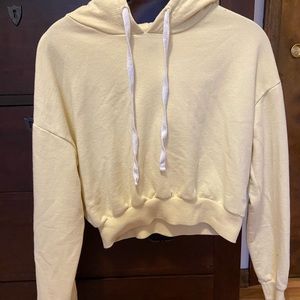 Yellow Cropped Hooded Sweatshirt